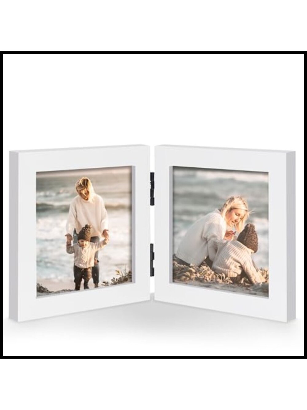 Double 4x4 Square Wood Picture Frame Foldable Tabletop Wall Display